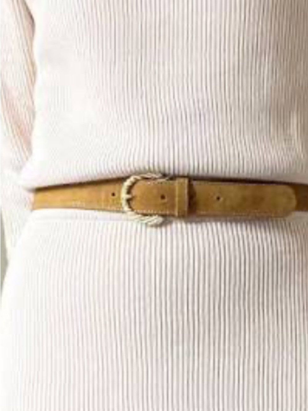 NEW! Sezane Thelma Suede Belt with Gold Textured Buckle 105/L - Picture 4 of 7